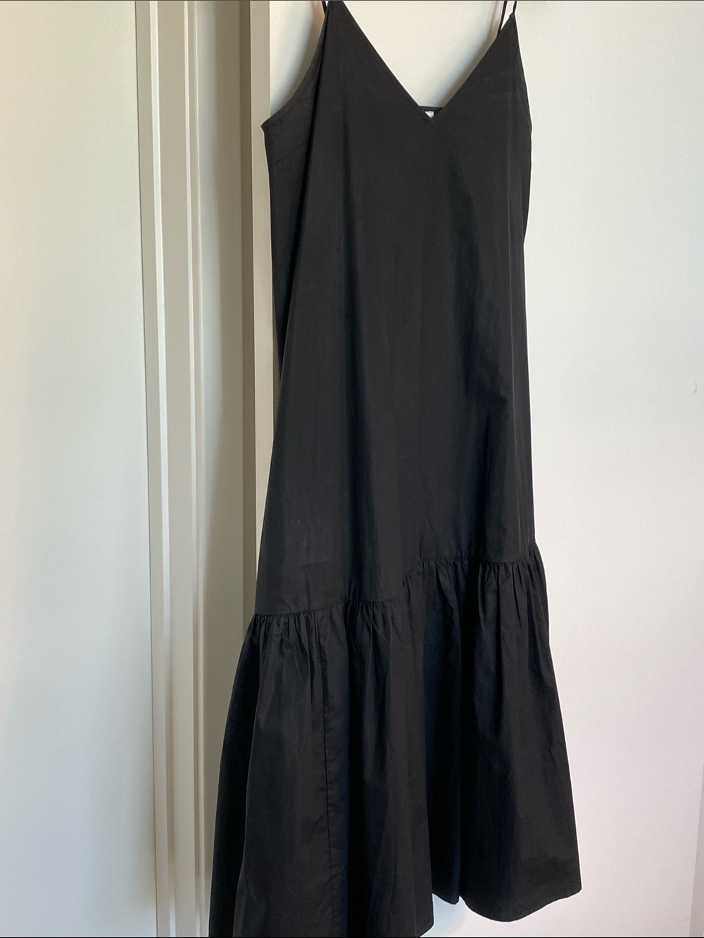 Anine Bing Black Slip Midi Dress with Ruffled Tier